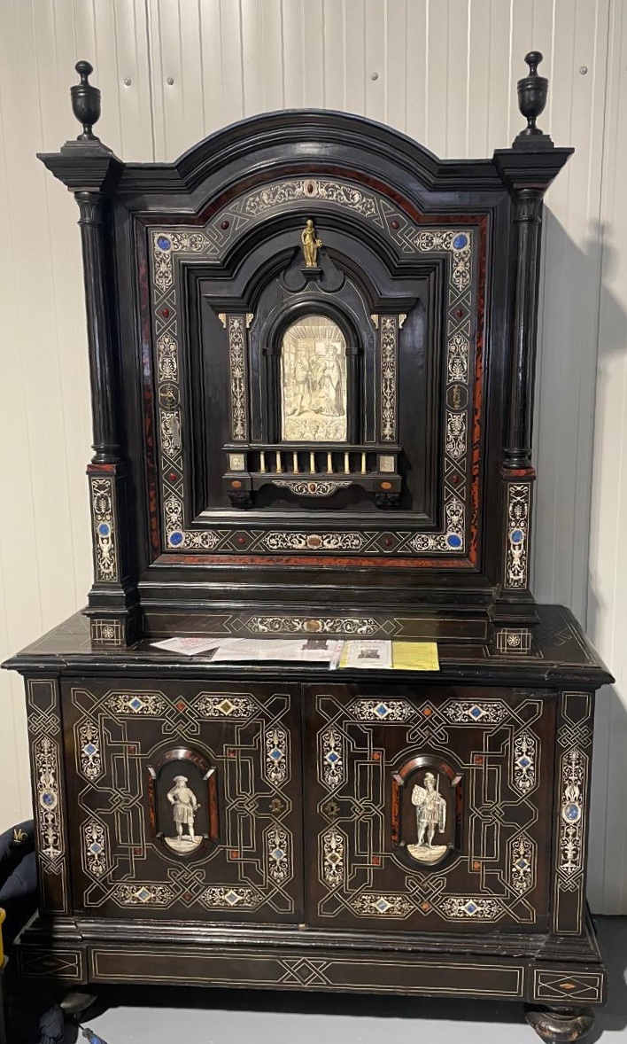 Large Ebony Cabinet, Ivory And Tortoiseshell Marquetry, Cites Certificate.