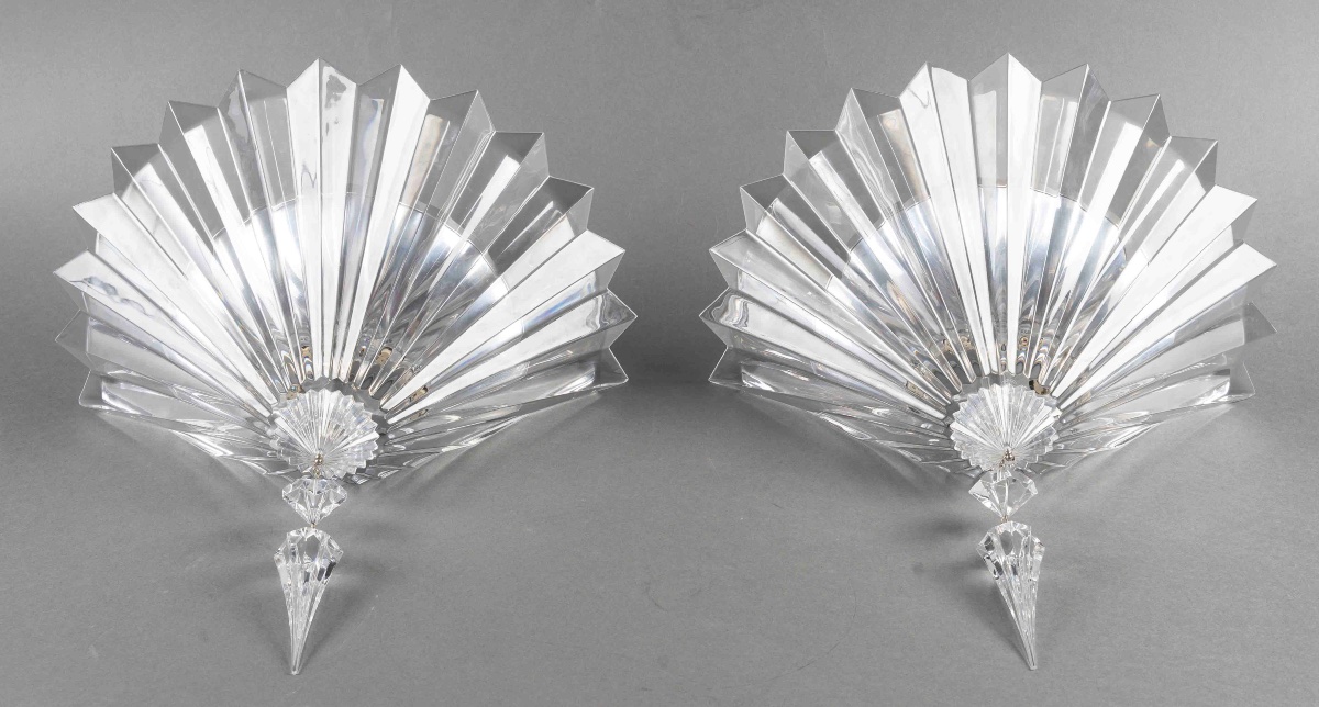 Pair Of Clear Baccarat Crystal Ceiling Lights, Mille Nuits Collection-photo-4