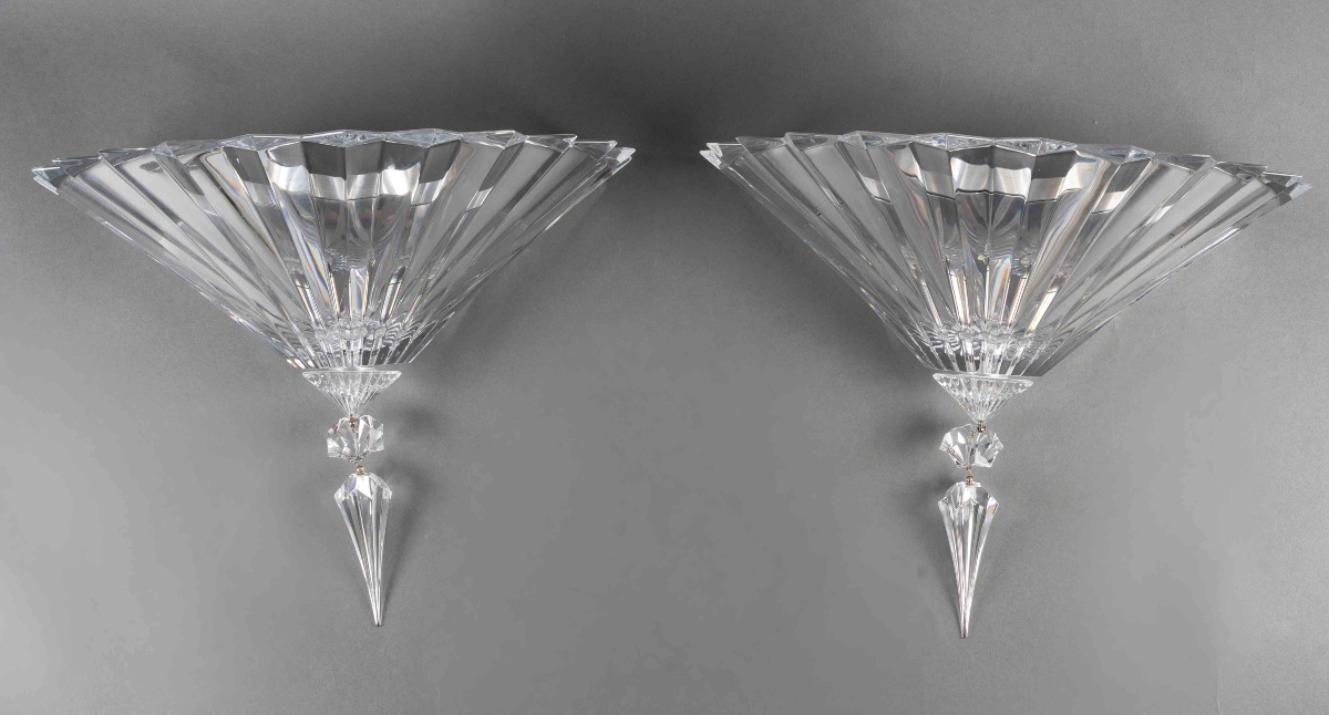 Pair Of Clear Baccarat Crystal Ceiling Lights, Mille Nuits Collection