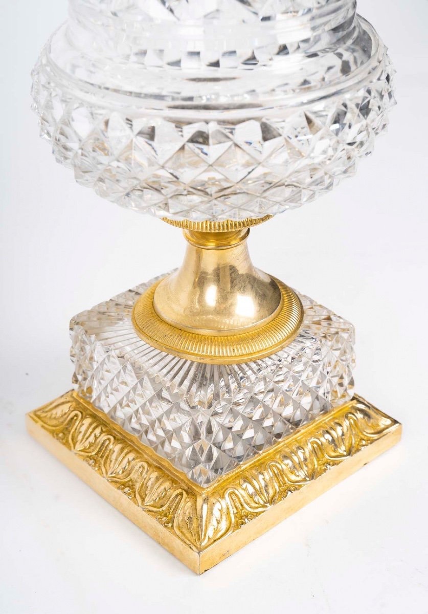 Paire de Vases en Cristal de Baccarat à Monture en Bronze Doré, 19ᵉ Siècle-photo-1
