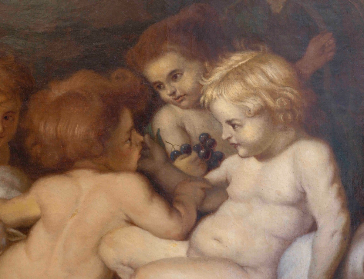 Large Mythological Scene, Oil On Canvas, 19th Century-photo-3