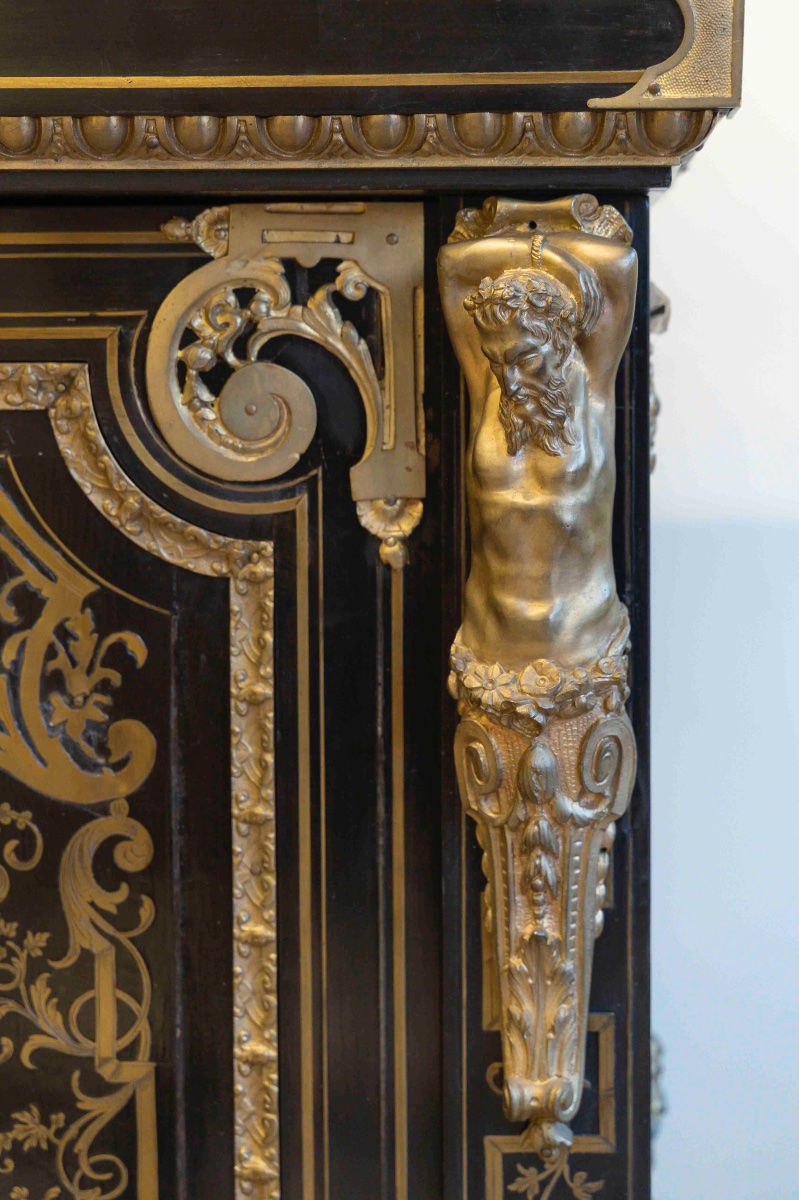 Meuble en ébène à marqueterie Boulle, 19ᵉ siècle-photo-4