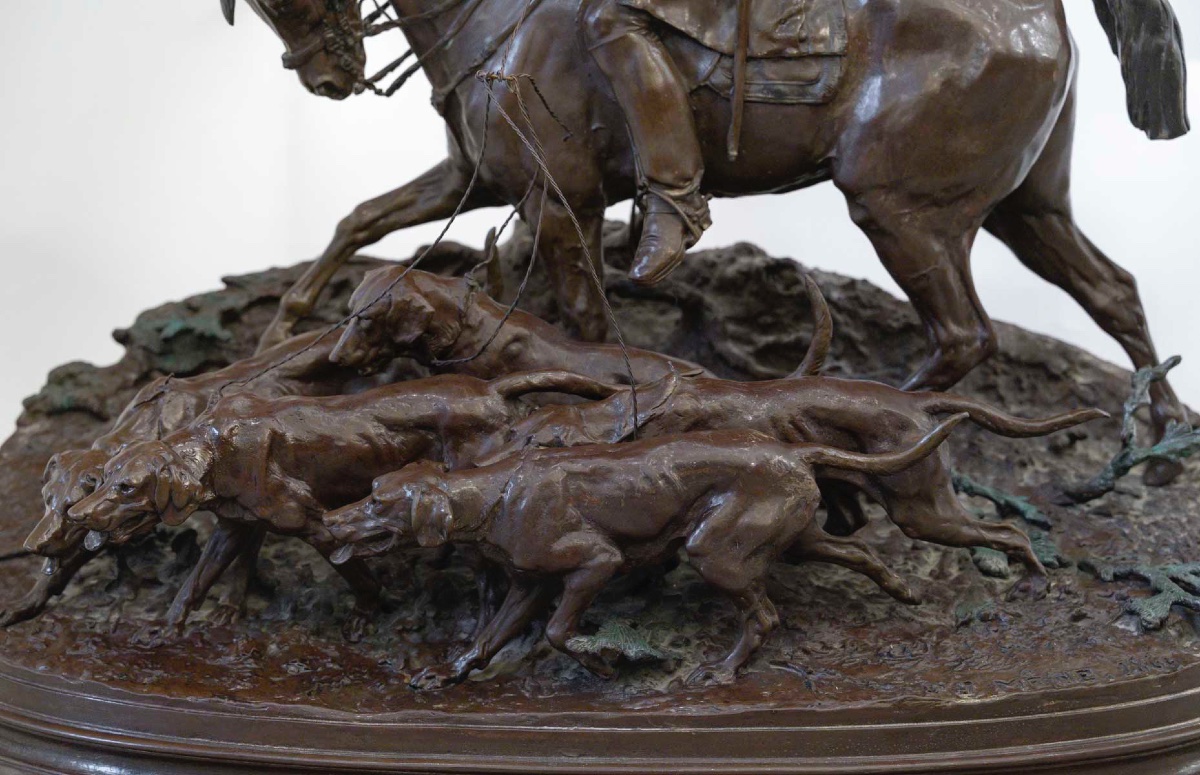 Bronze With Patina, Pierre-jules Mêne – Hunting Valet Of Louis XV-photo-4