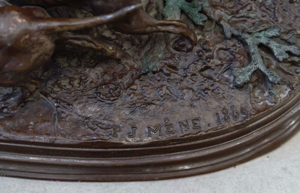 Bronze With Patina, Pierre-jules Mêne – Hunting Valet Of Louis XV-photo-1