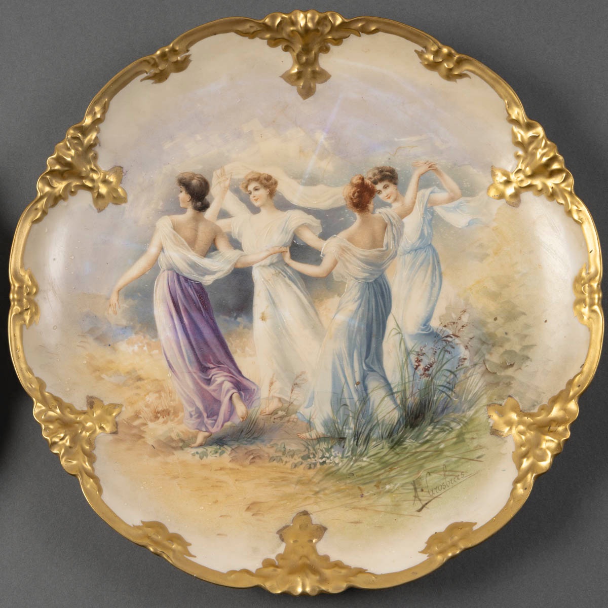 Limoges Porcelain Portrait Plate – Belle époque-photo-2