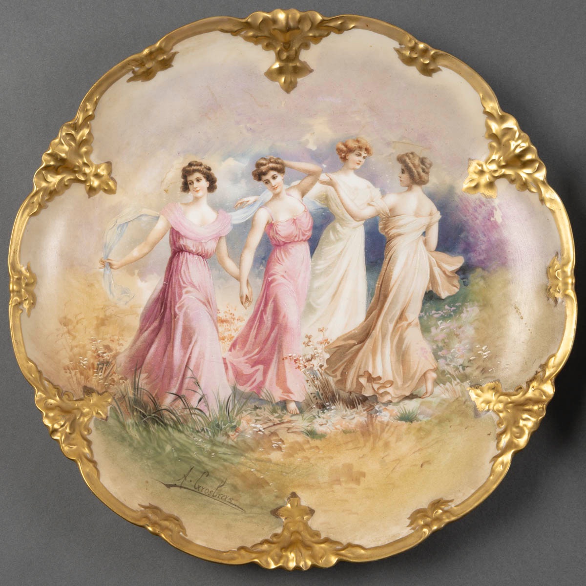 Limoges Porcelain Portrait Plate – Belle époque-photo-3
