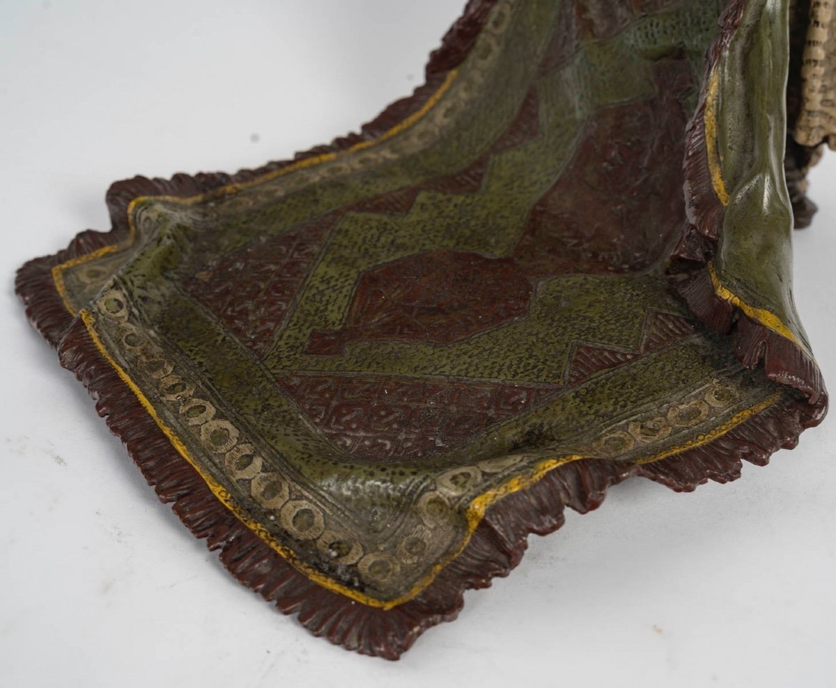 The Carpet Merchant – Polychrome Bronze From Vienna, Signed F. Bergman, 19th Century-photo-2