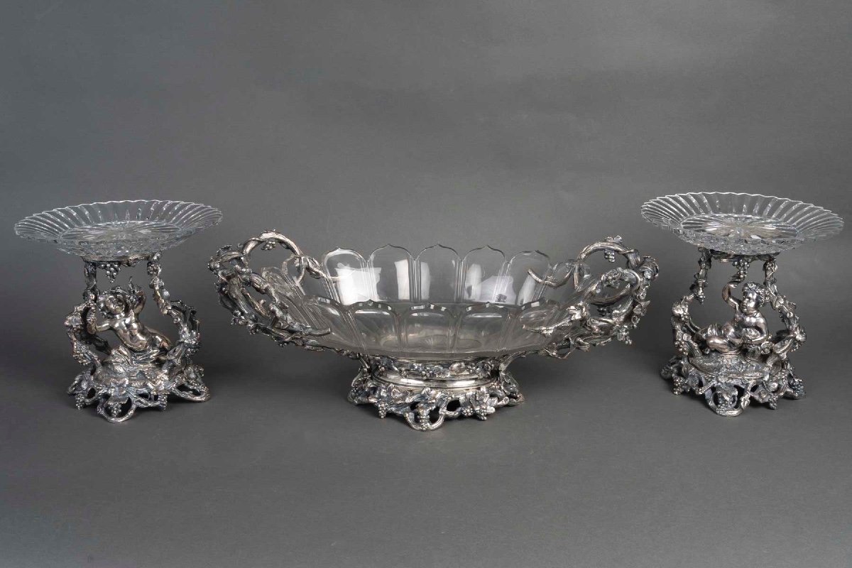 Set de table en bronze argenté et cristal de Baccarat – 19 siècle