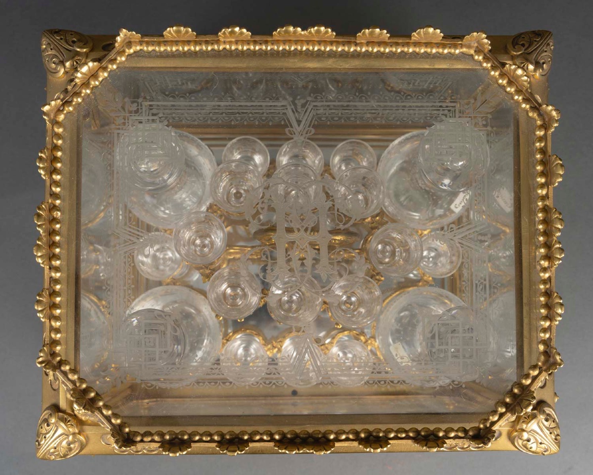 Rare Japanese-style Gilt Bronze Liquor Cabinet — Saint-louis Crystal-photo-3