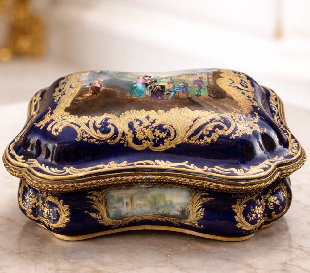 BOÎTE EN PORCELAINE ÉMAILLÉE ET DORÉE, 19ᵉ SIÈCLE-photo-3