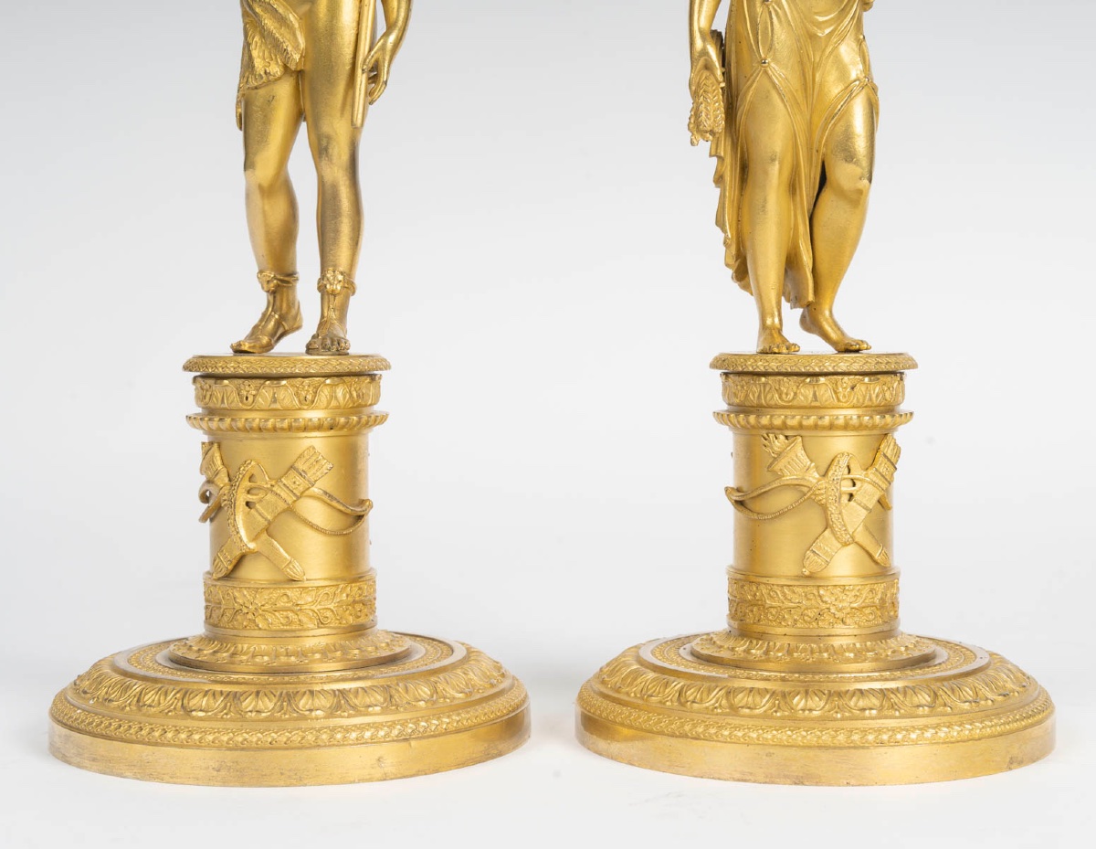  Pair Of Gilt Bronze Candlesticks – Empire Period, France (1805–1815)-photo-3