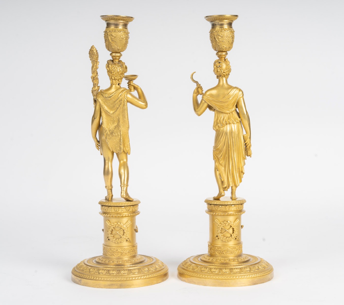  Pair Of Gilt Bronze Candlesticks – Empire Period, France (1805–1815)-photo-4