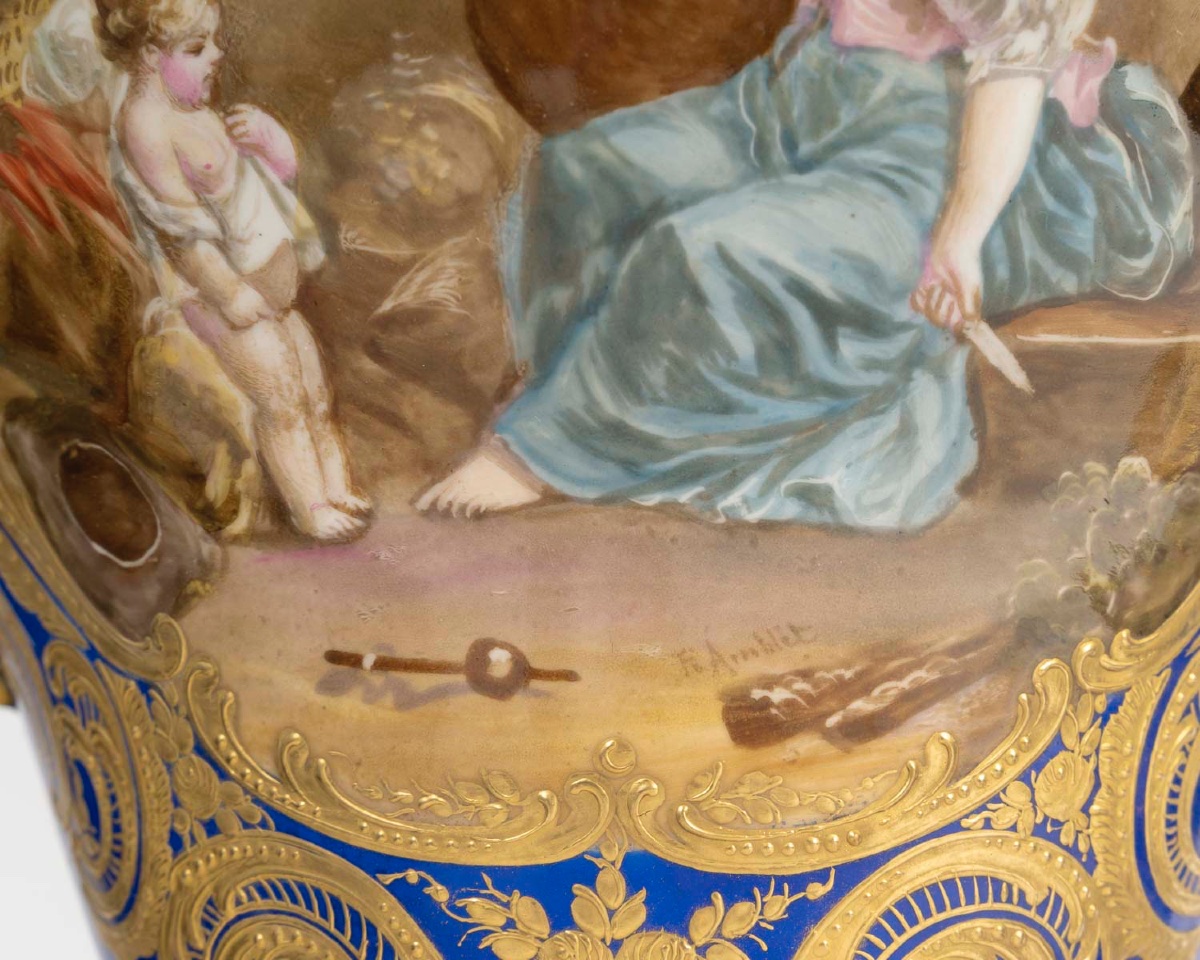 Paire de vases - porcelaine de Meissen montés en bronze doré, 19ᵉ siècle-photo-4