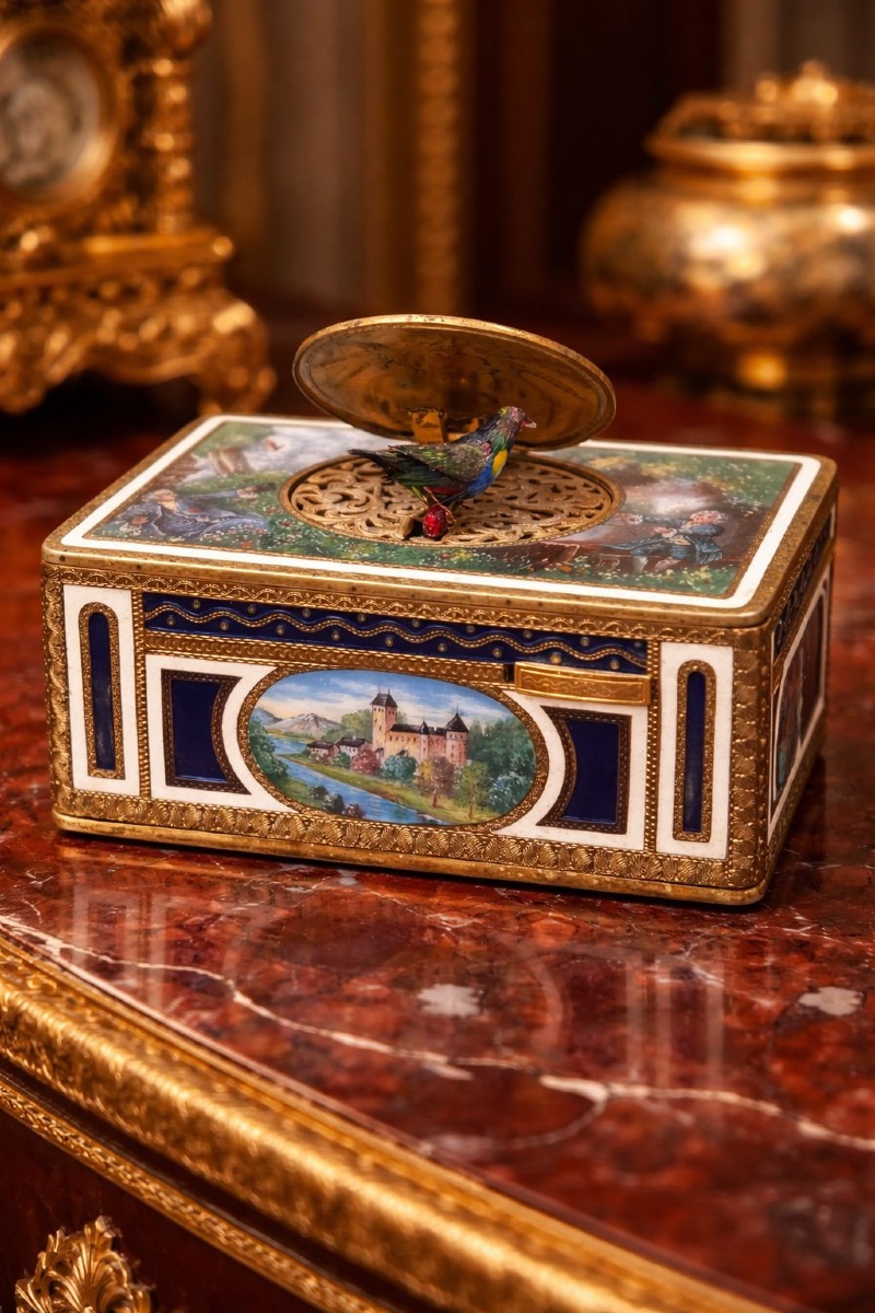 Gilt Bronze And Enamel Singing Bird Music Box – Switzerland, Late 19th Century-photo-4