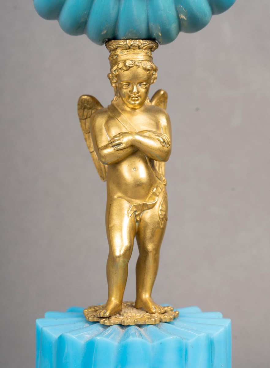 Pendule en opaline bleu turquoise –  Charles X-photo-2