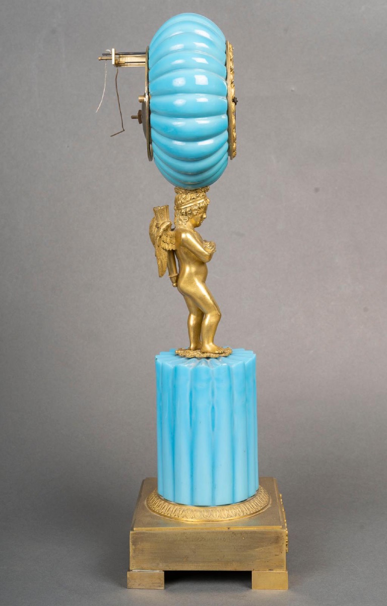 Pendule en opaline bleu turquoise –  Charles X-photo-3