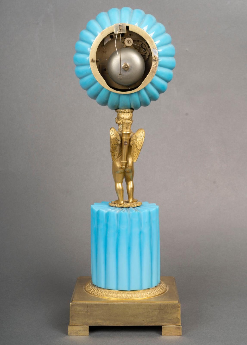 Pendule en opaline bleu turquoise –  Charles X-photo-4