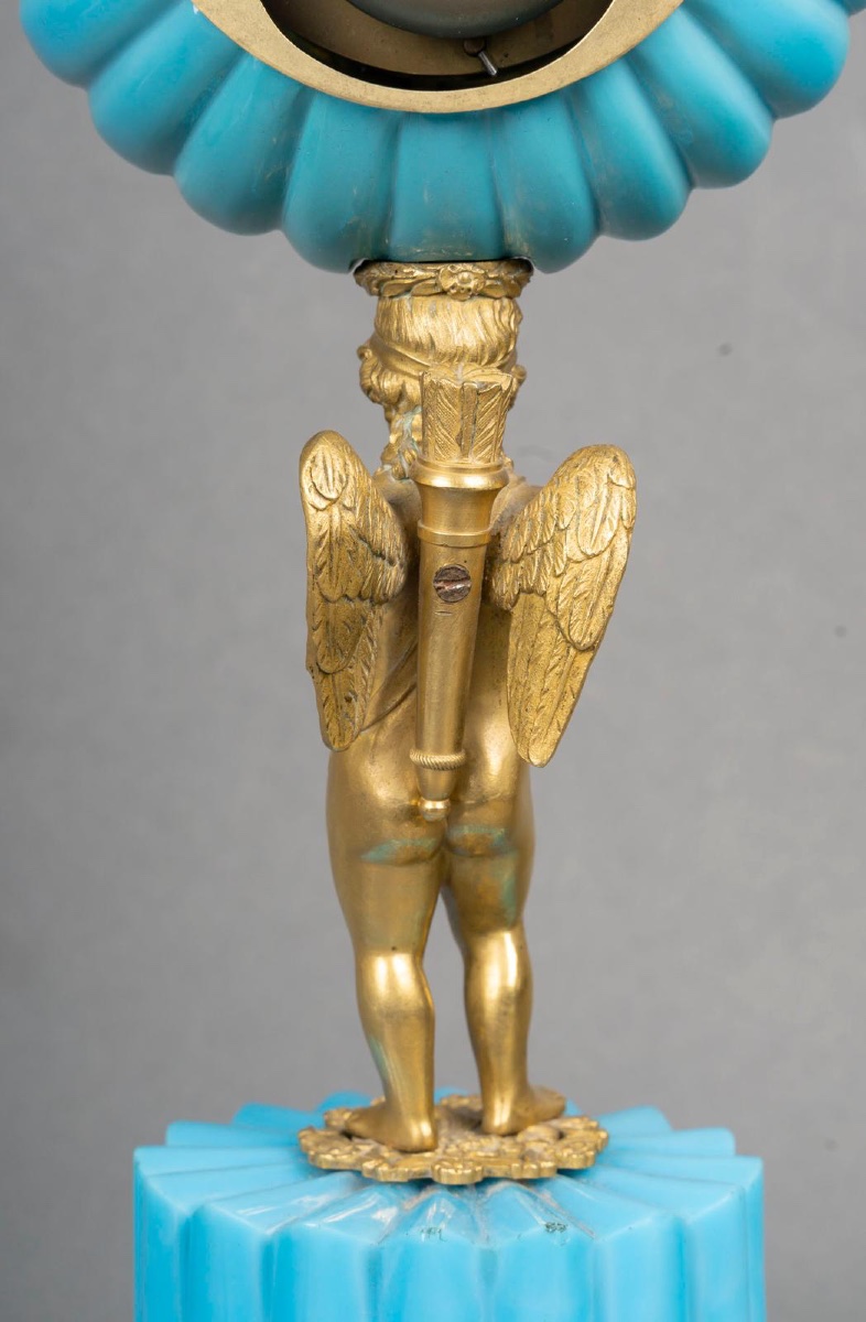 Pendule en opaline bleu turquoise –  Charles X-photo-5