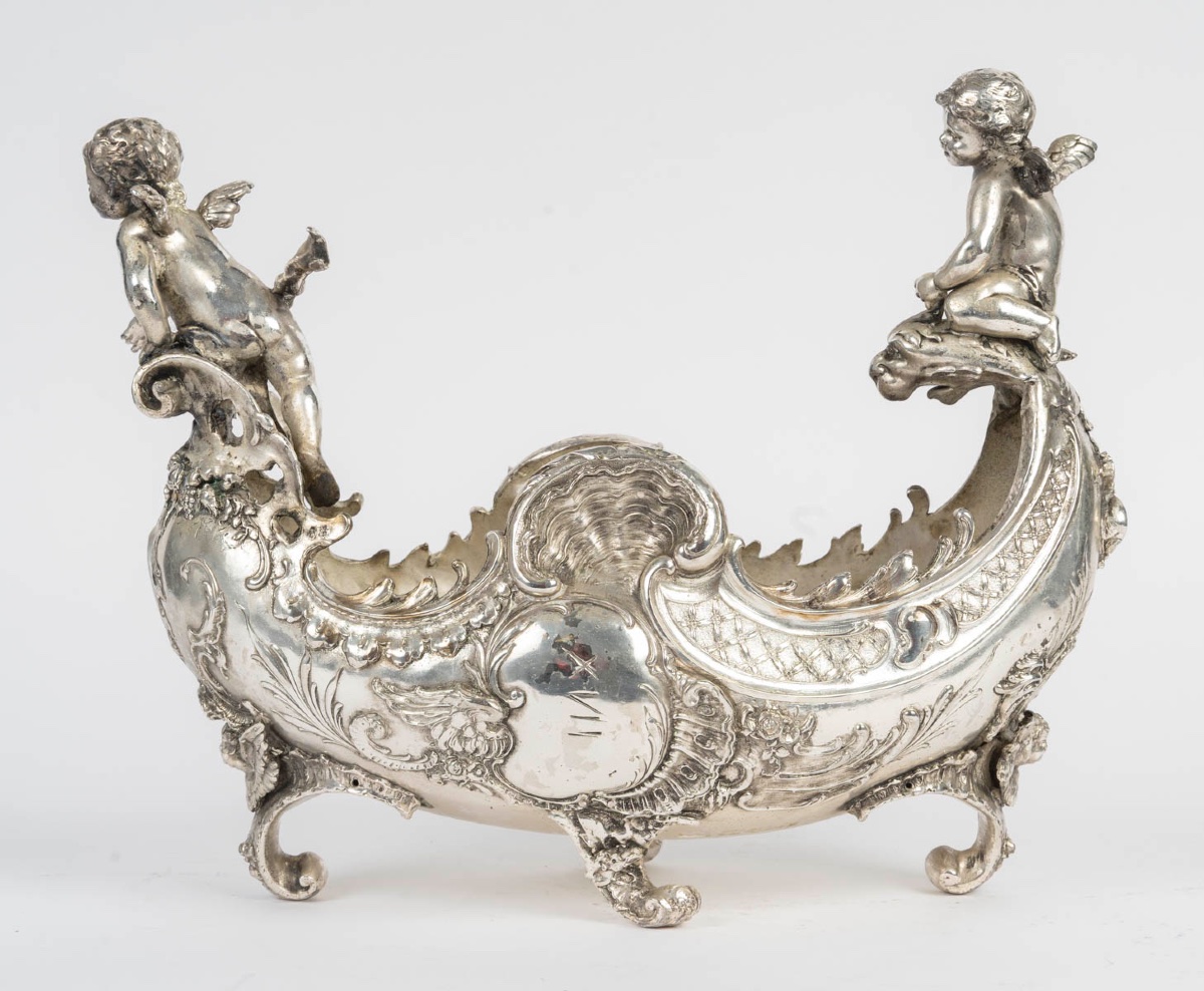 Rare coupe en bronze argenté – 19e siècle-photo-3