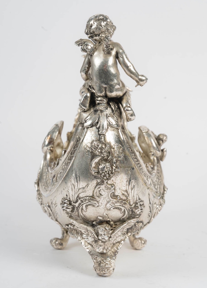 Rare coupe en bronze argenté – 19e siècle-photo-1