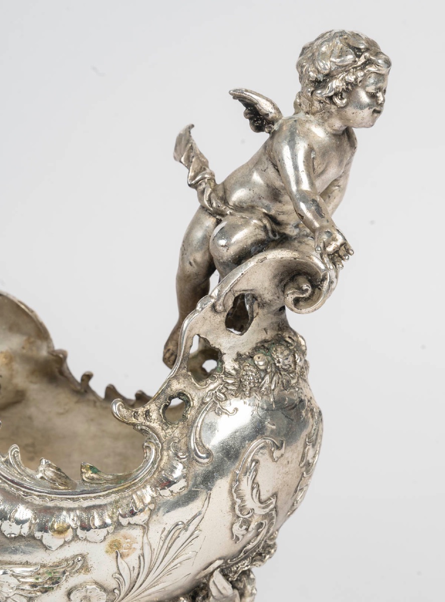 Rare coupe en bronze argenté – 19e siècle-photo-2