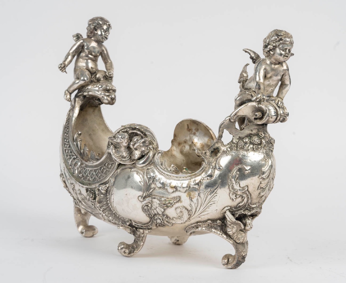 Rare coupe en bronze argenté – 19e siècle-photo-4