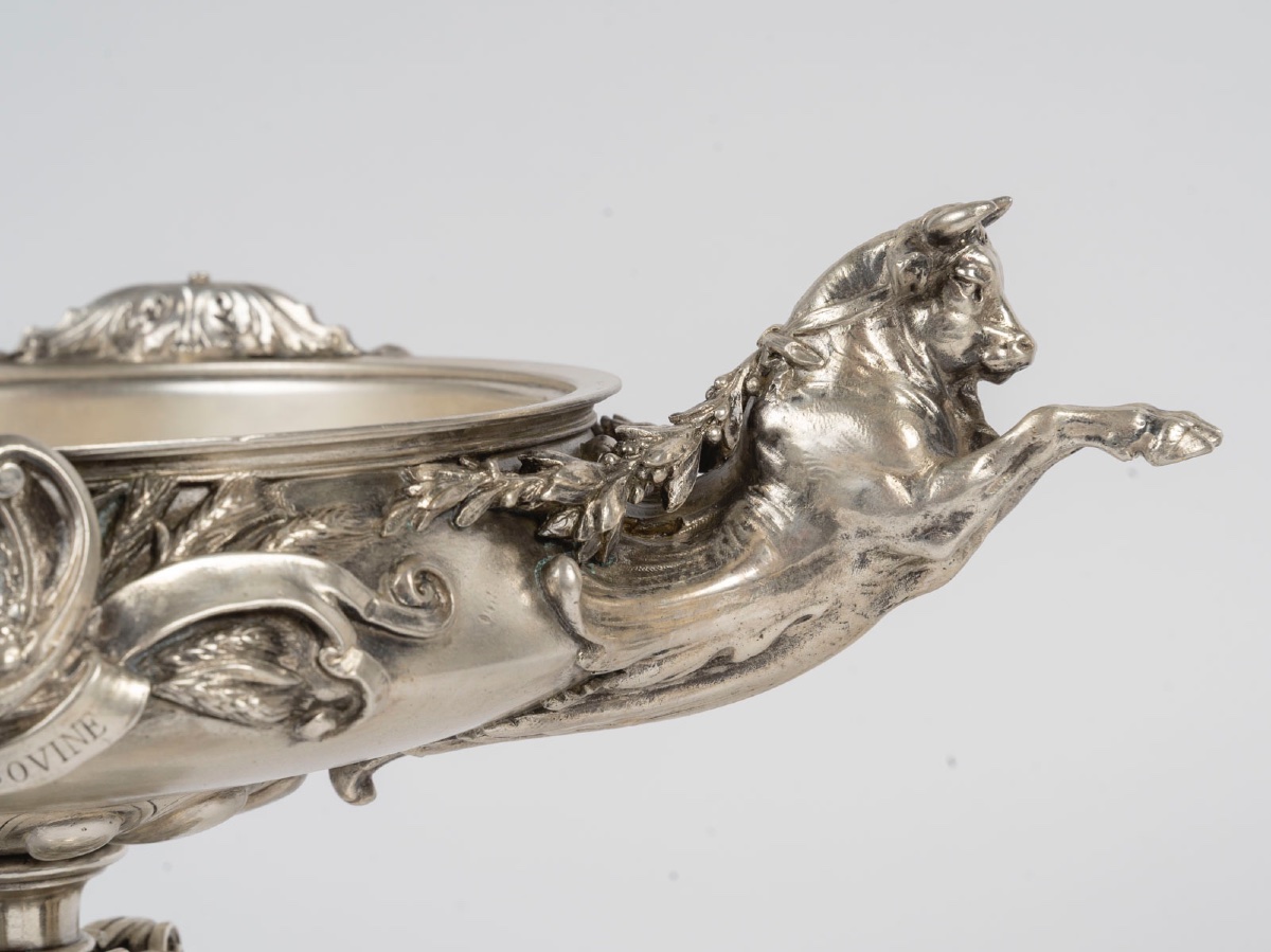 Pair Of Silver-plated Bronze Bowls On Pedestals, France, 1881-photo-1