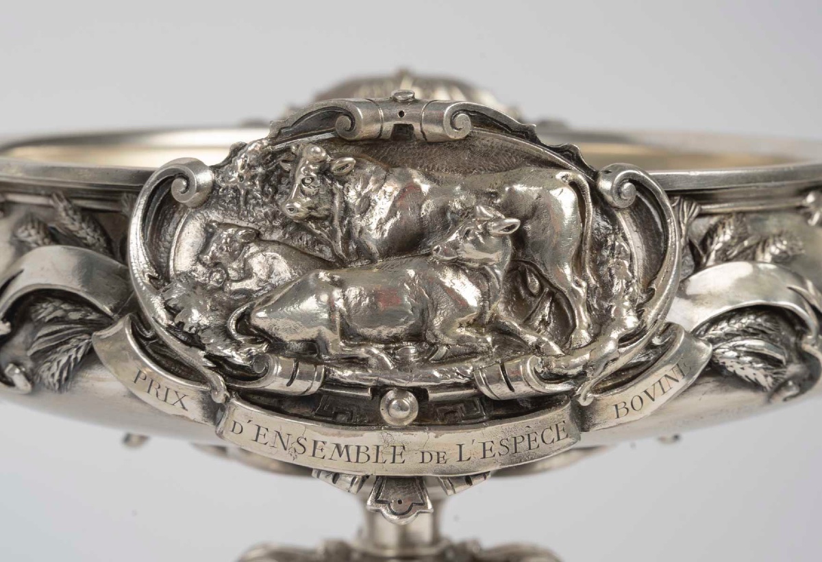 Pair Of Silver-plated Bronze Bowls On Pedestals, France, 1881-photo-2