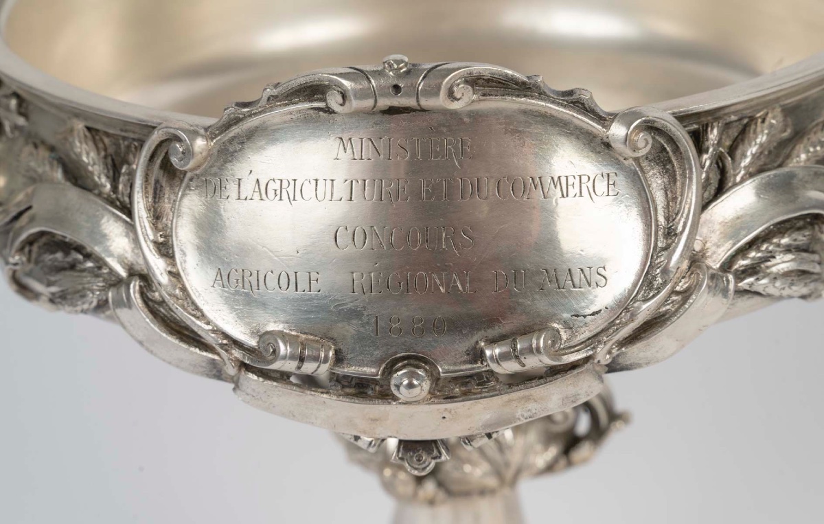 Pair Of Silver-plated Bronze Bowls On Pedestals, France, 1881-photo-4