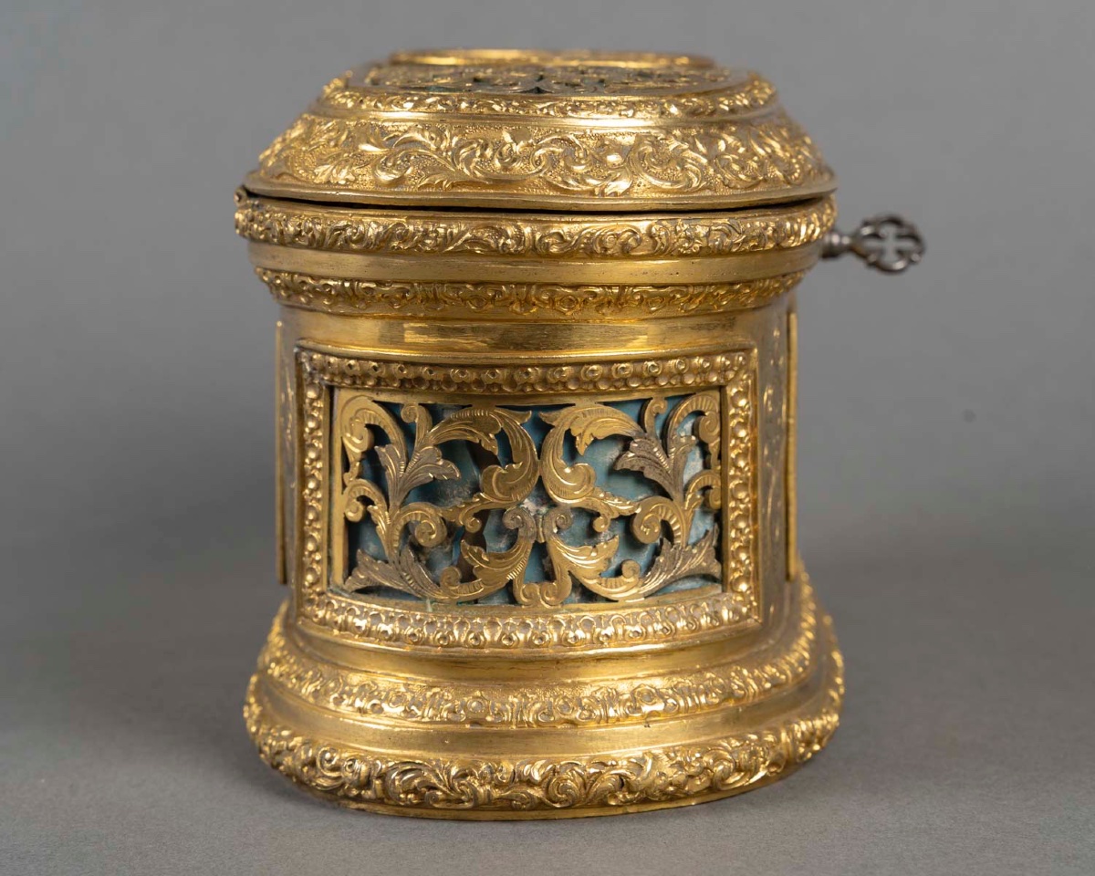 Coffret en bronze doré et émail, 19e siècle-photo-2