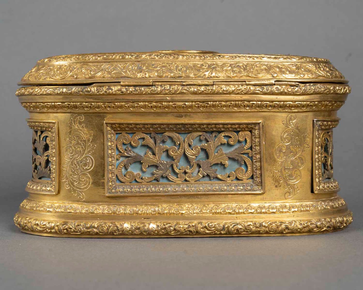 Coffret en bronze doré et émail, 19e siècle-photo-3
