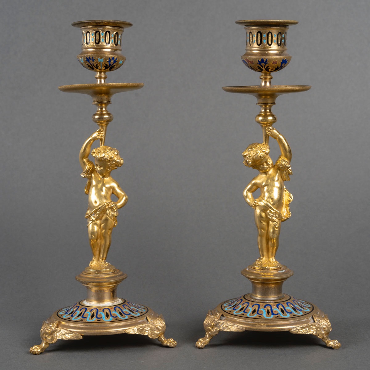 Pair Of Bronze Torches, 19th Century, Empire Style-photo-4