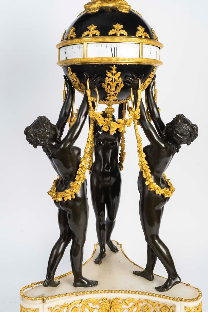 Monumental Clock With The Three Graces, Attributed To Henri Dasson - Napoleon III Period-photo-3