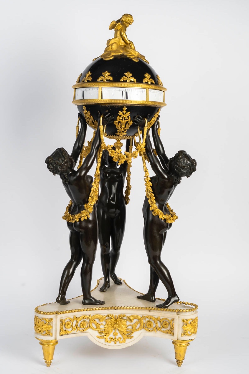 Monumental Clock With The Three Graces, Attributed To Henri Dasson - Napoleon III Period-photo-2