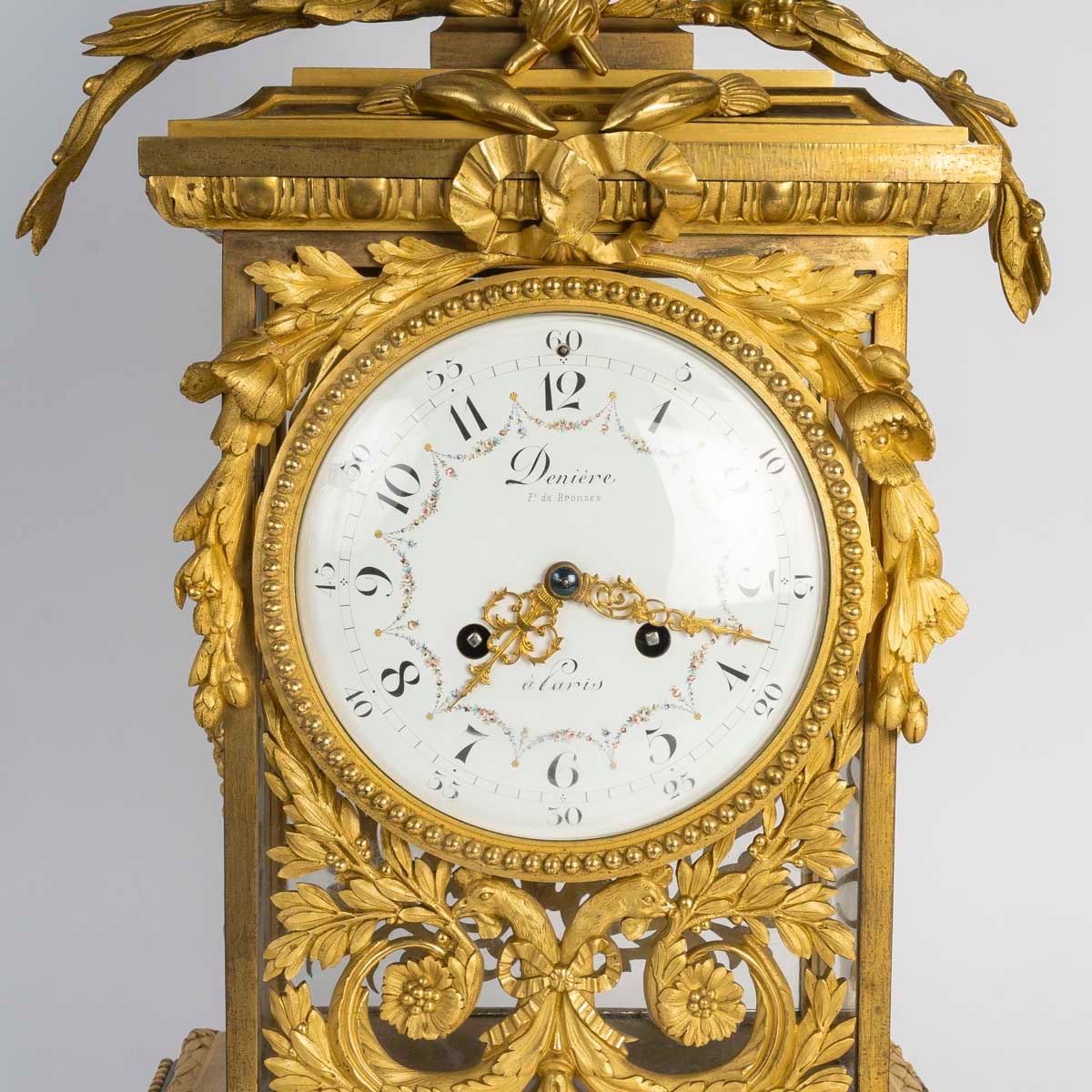 Pendule à cage en bronze, cadran signé Dernière Paris – 19e siècle-photo-3