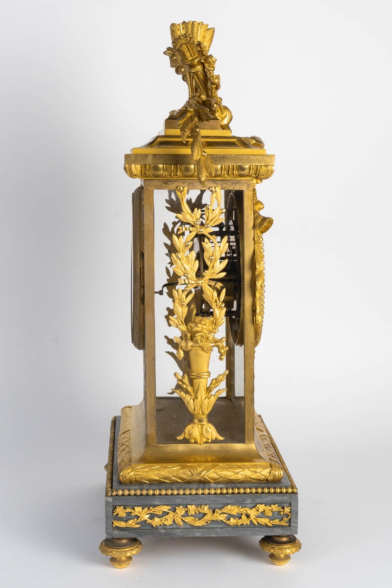 Pendule à cage en bronze, cadran signé Dernière Paris – 19e siècle-photo-2