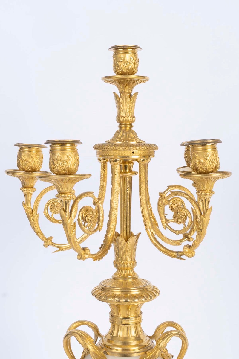 White Marble And Ormolu Mantel Signed Raingo Frères - 19th Century-photo-4