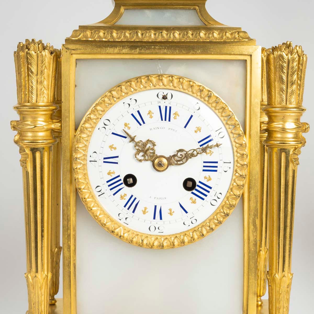 White Marble And Ormolu Mantel Signed Raingo Frères - 19th Century-photo-1