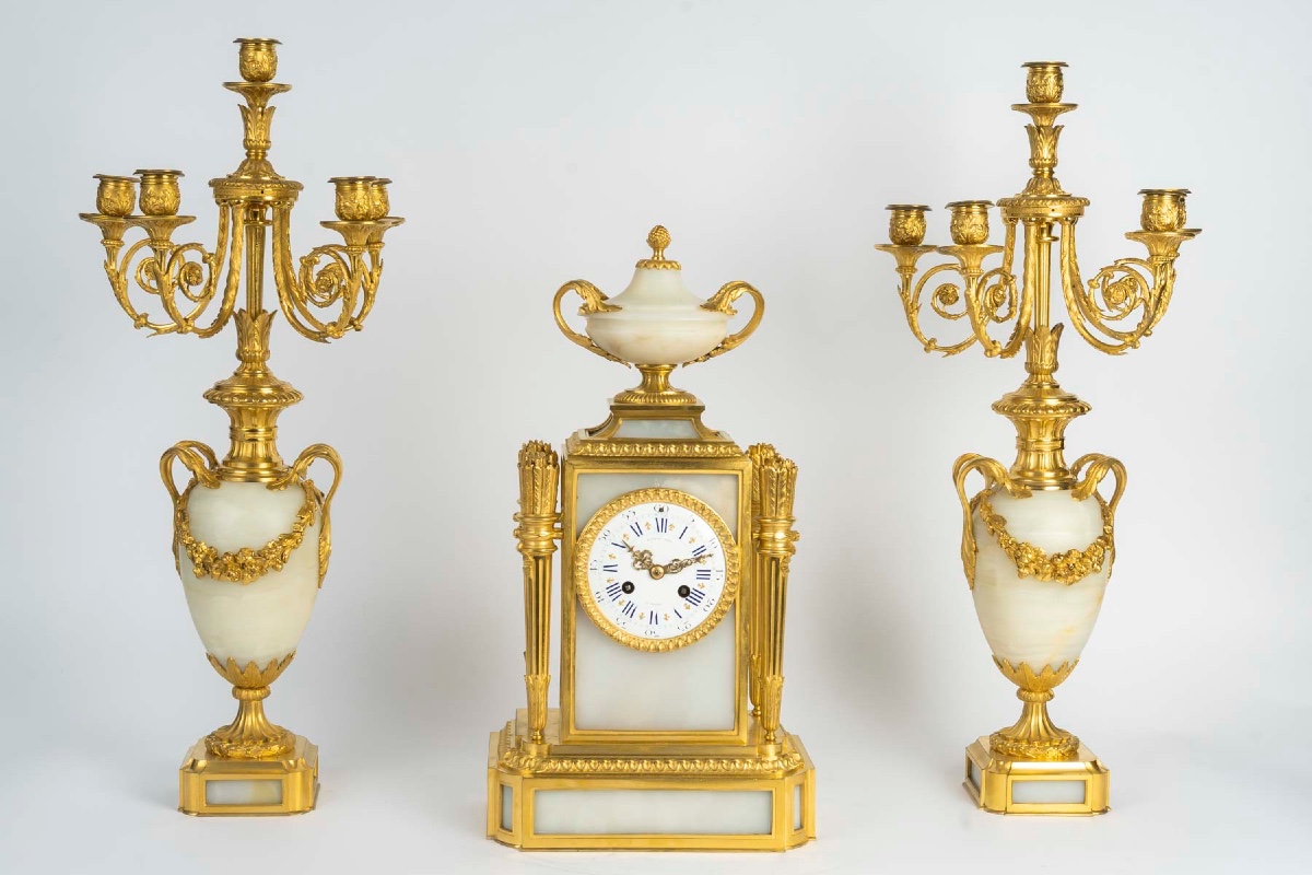 White Marble And Ormolu Mantel Signed Raingo Frères - 19th Century