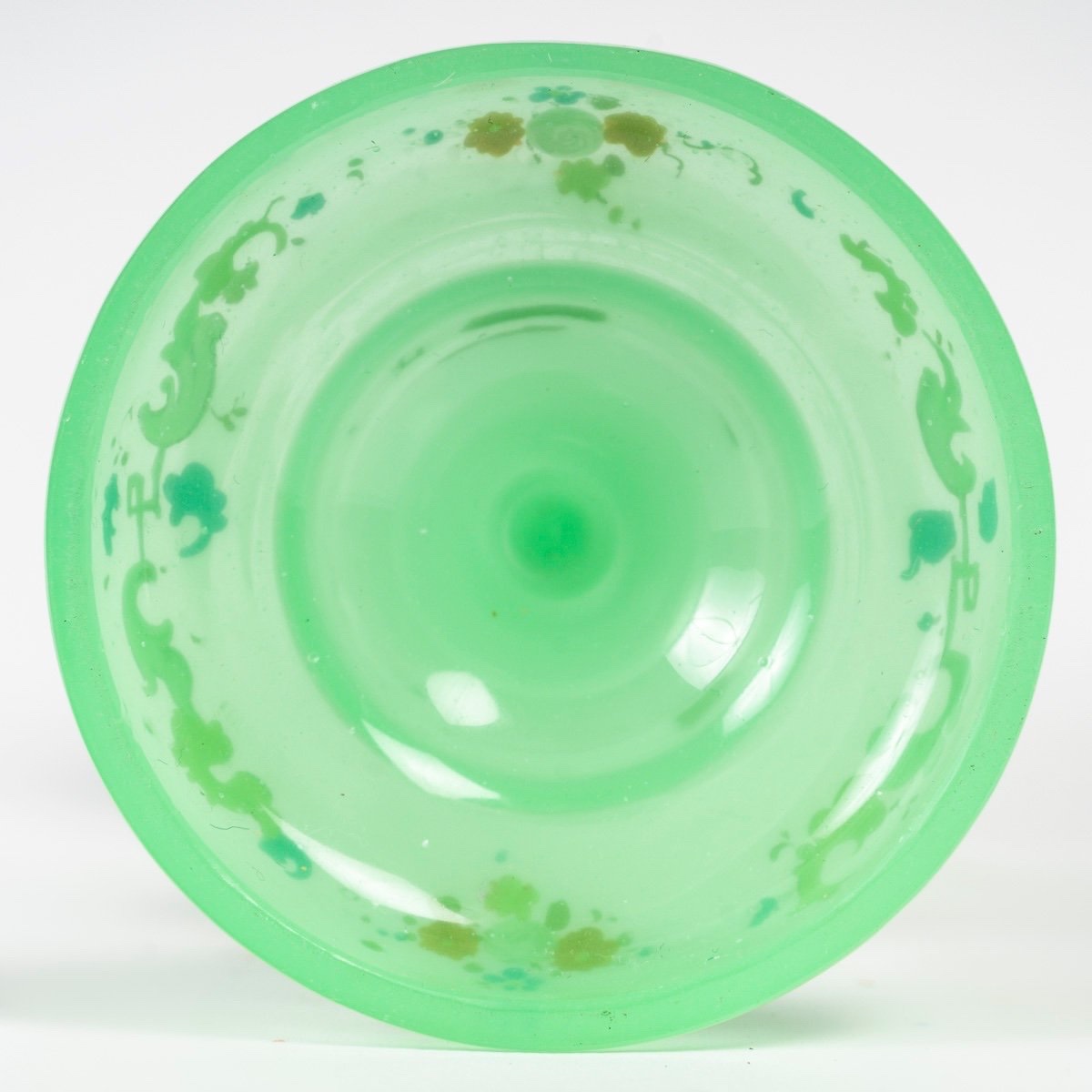 Green Opaline Vase - 19th Century - Enamelled Decoration-photo-2