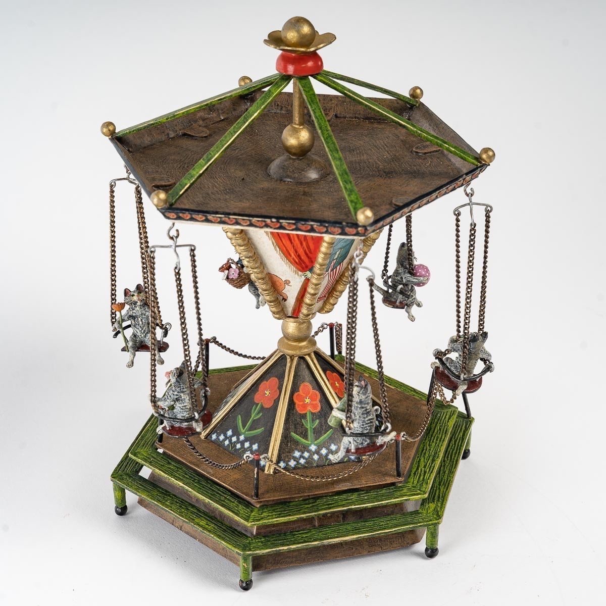 Bronze Merry-go-round - Signed Franz Xaver Bergman-photo-2