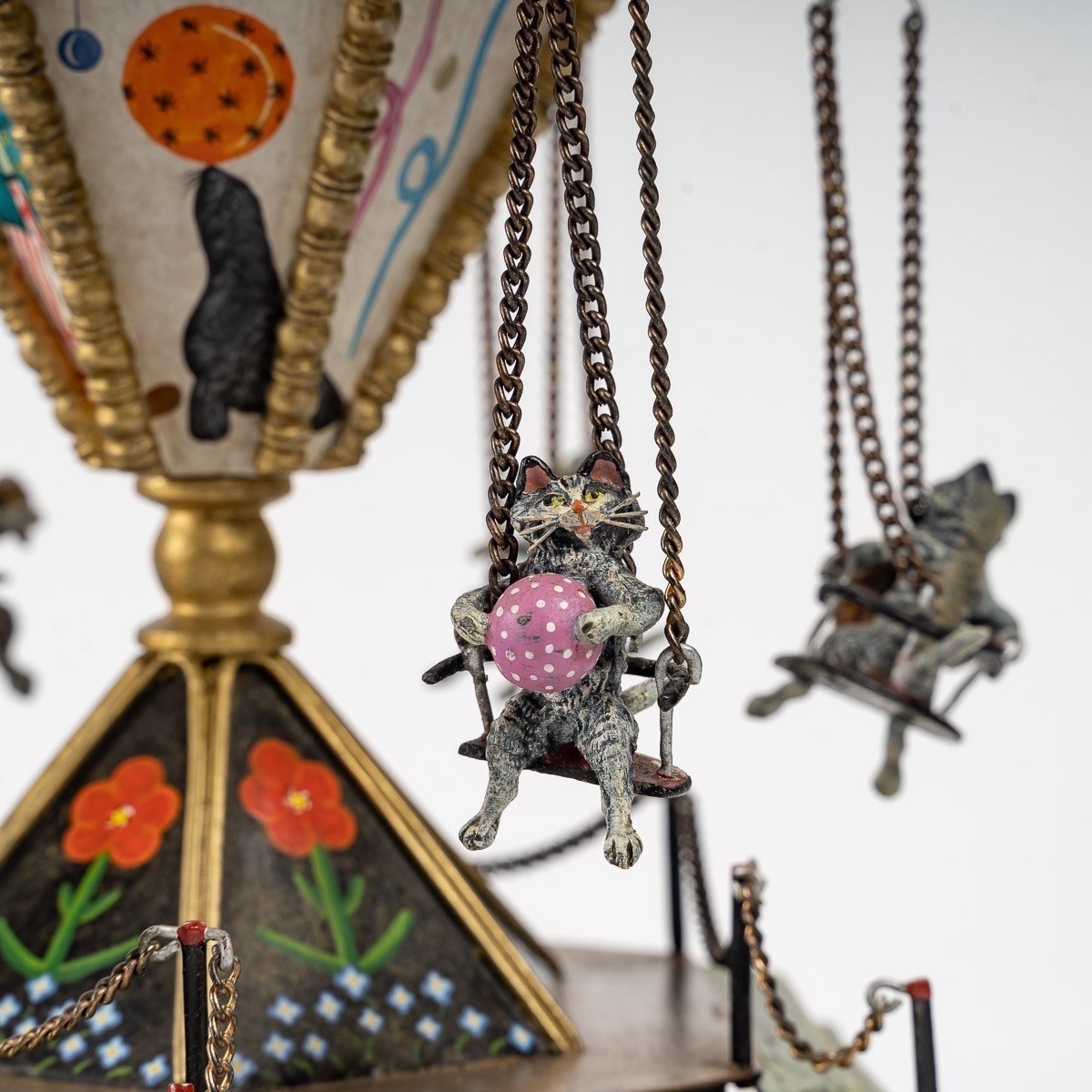 Bronze Merry-go-round - Signed Franz Xaver Bergman-photo-3