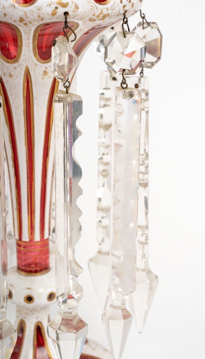 Pair Of Pineapple Holders - Bohemian Crystal, 19th Century-photo-5