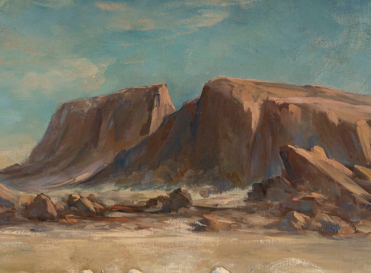SCÈNE DE CAVALIERS BERBÈRES DANS LE DÉSERT – HUILE SUR TOILE, FIN 19e SIÈCLE-photo-2