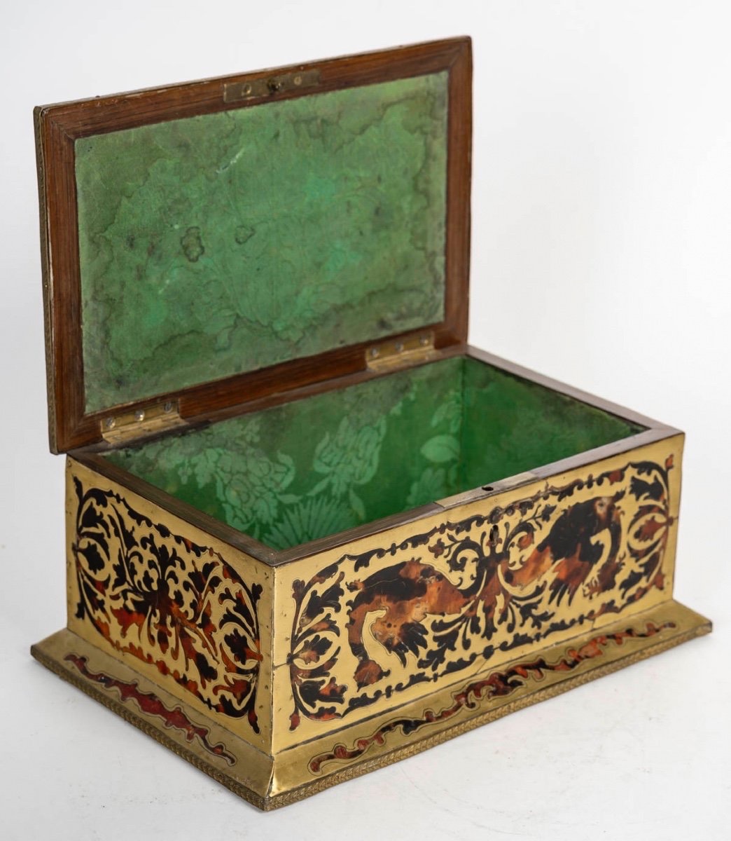 Tortoise Shell And Brass Marquetry Box - 19ᵉ Century-photo-3