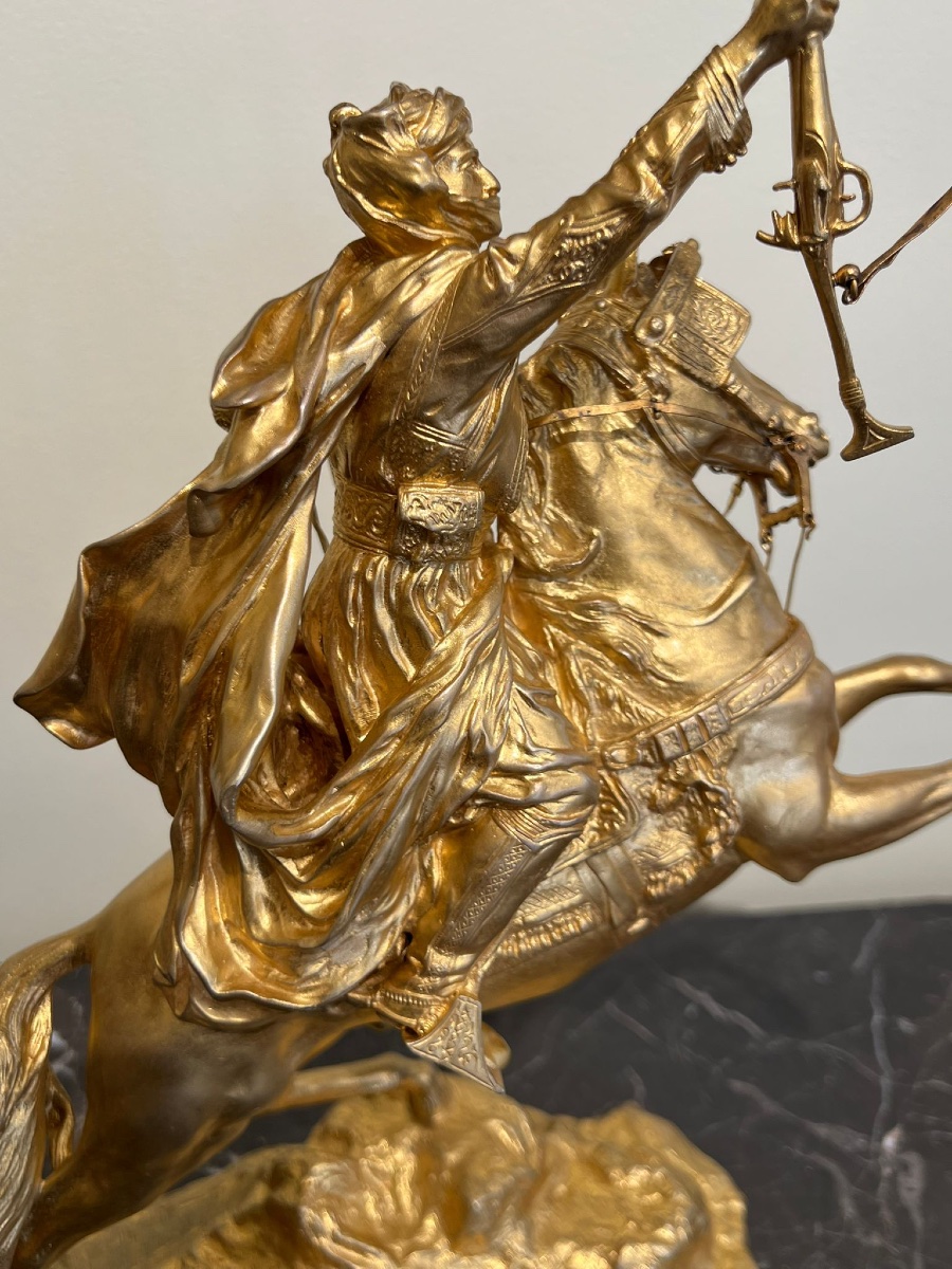 JEAN-BAPTISTE BELLOC (1863–1919) – CAVALIER ARABE SUR CHEVAL CABRÉ, 1897-photo-3
