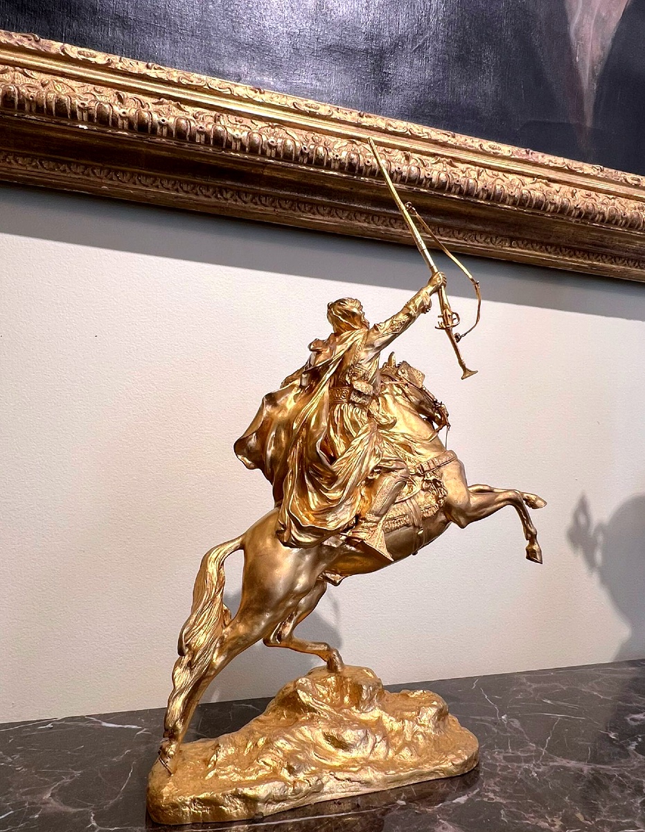 JEAN-BAPTISTE BELLOC (1863–1919) – CAVALIER ARABE SUR CHEVAL CABRÉ, 1897-photo-1