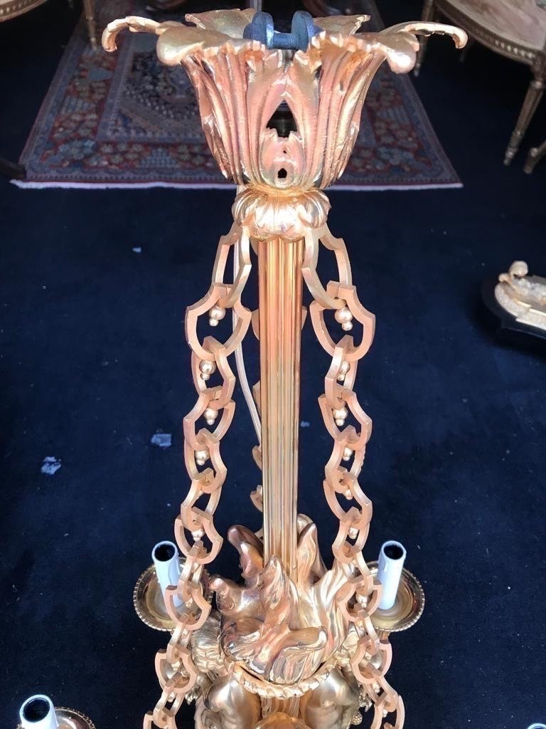 Lustre en bronze doré de style Louis XVI aux enfants musiciens-photo-4