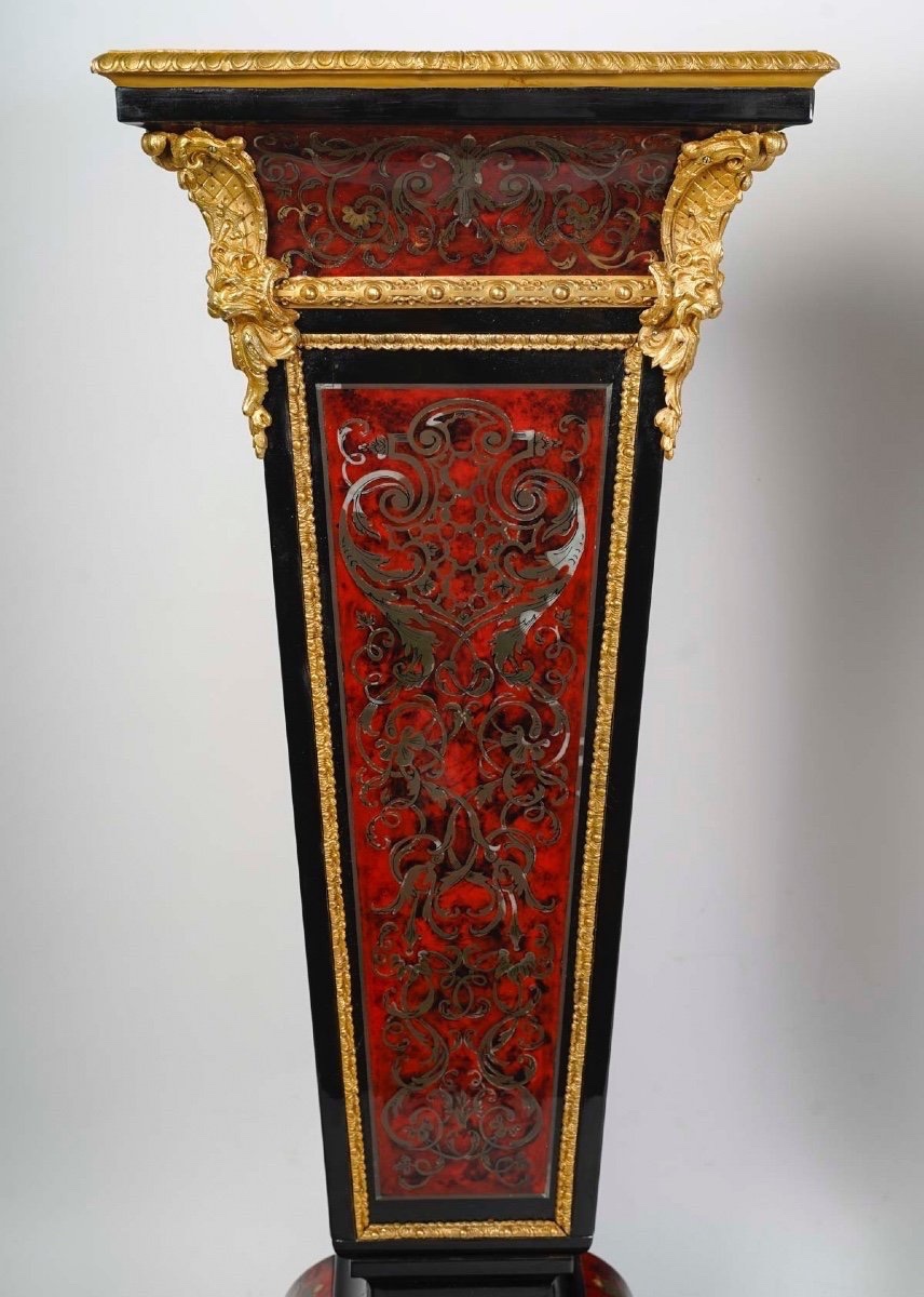 PAIRE DE COLONNES D’ÉPOQUE NAPOLÉON III - MARQUETERIE BOULLE – 19E SIÈCLE-photo-3