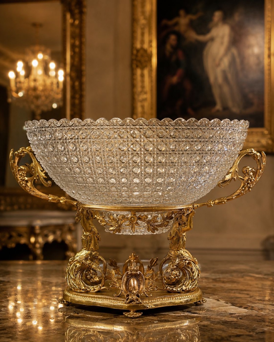 GRANDE COUPE EN CRISTAL DE BACCARAT ET BRONZE DORÉ, STYLE NAPOLÉON III